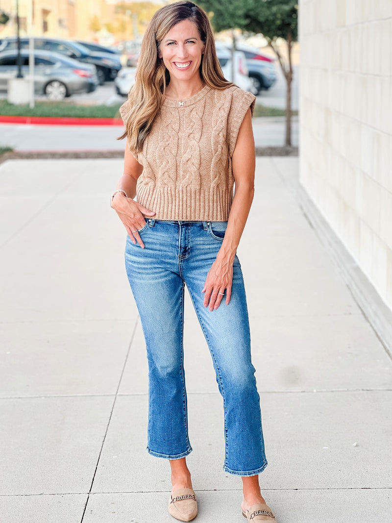 Mid Rise Cropped Flare Jeans