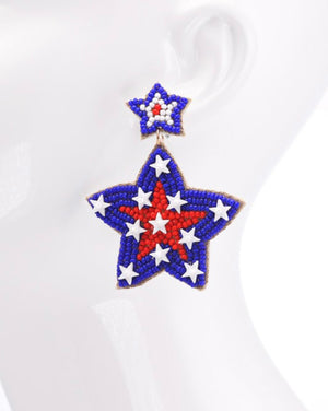 USA Star Seed Bead Earrings