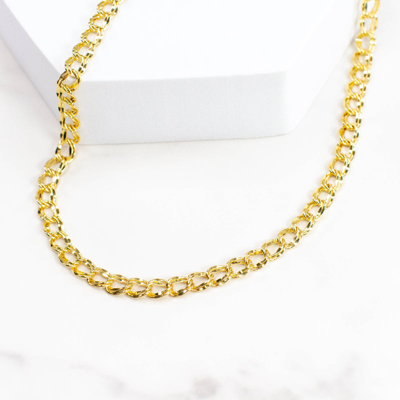 Gold Double Twist Chain Link Necklace