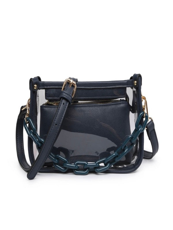 Jessica Clear Crossbody with Chain