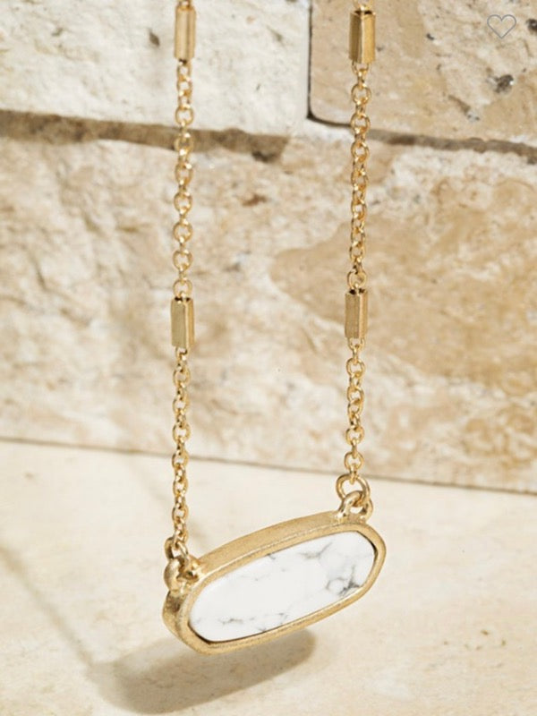 Oval Semi Precious Stone Necklace
